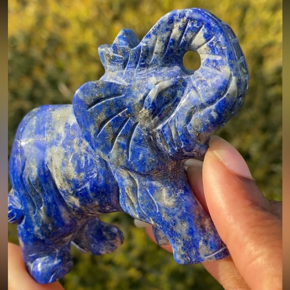 Lapis Lazuli with Pyrite Elephant Carving - Picture 3 of 13
